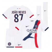 Fotbalové Dres Paris Saint-Germain Joao Neves #87 Dětské Venkovní 2024-25 Krátký Rukáv (+ trenýrky)